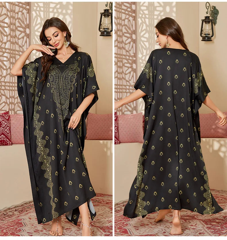 Elegant Middle Eastern–Style Flowy Night Gown