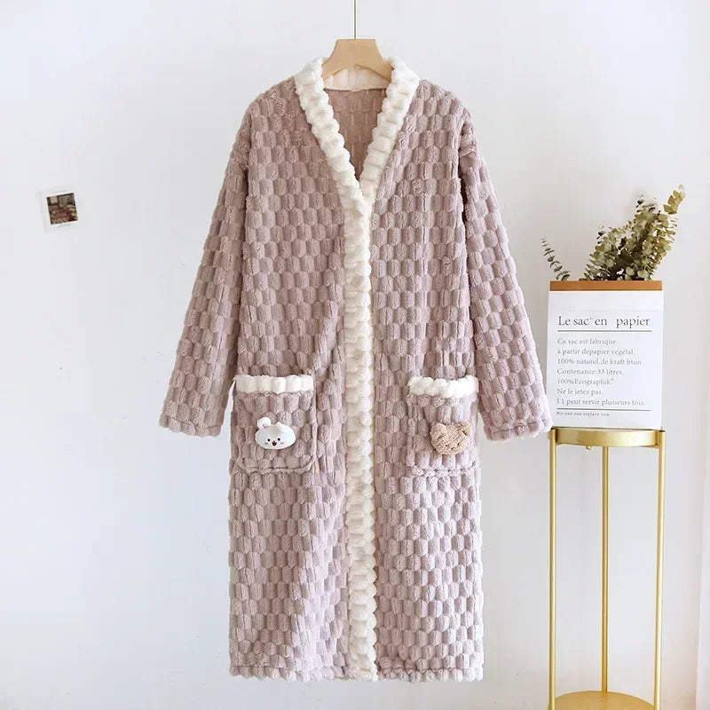 Bubble Cloud Cotton Plush Flannel Robe
