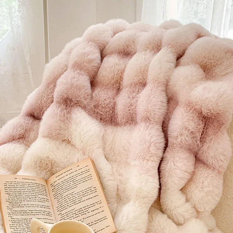Luxury Ultra Soft Cozy Thickened Rabbit Fur Plush Blanket