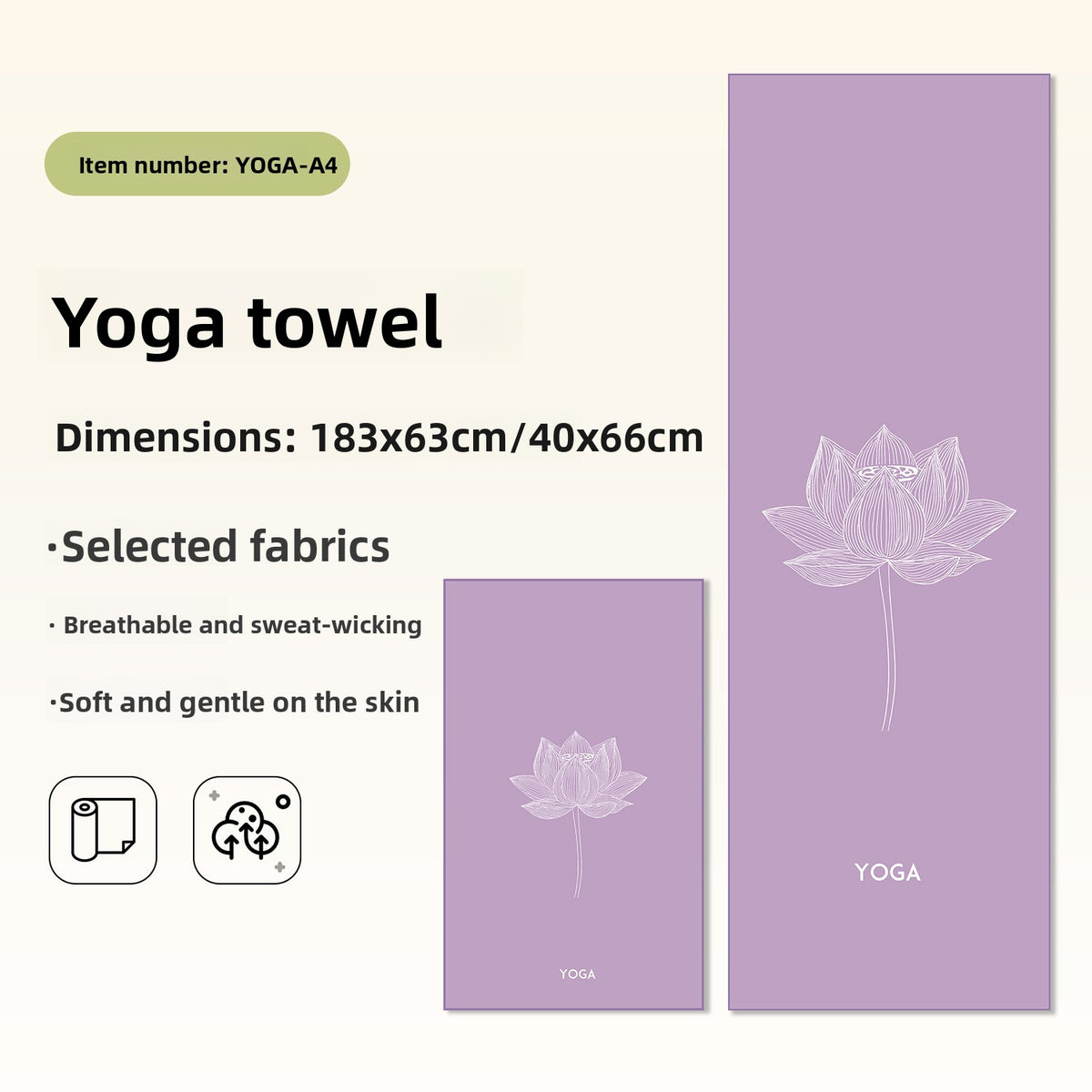 Yoga Towel Non-Slip Quick-Dry Machine Washable Fitness Mat Cover Sports Towel