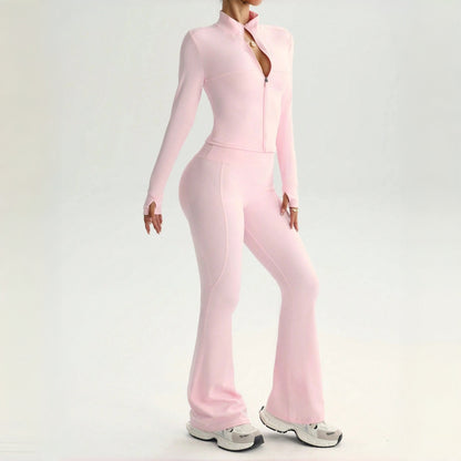 Women's Long Sleeve Yoga Set with Flared Pants
