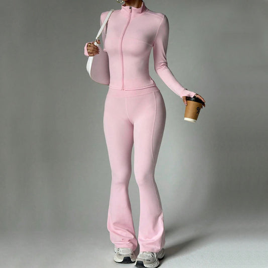 Women's Long Sleeve Yoga Set with Flared Pants