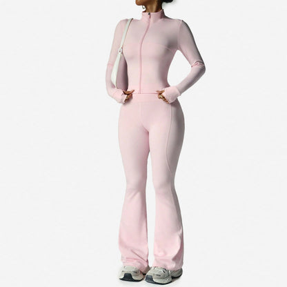 Women's Long Sleeve Yoga Set with Flared Pants