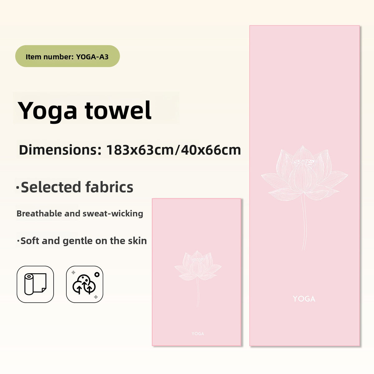 Yoga Towel Non-Slip Quick-Dry Machine Washable Fitness Mat Cover Sports Towel