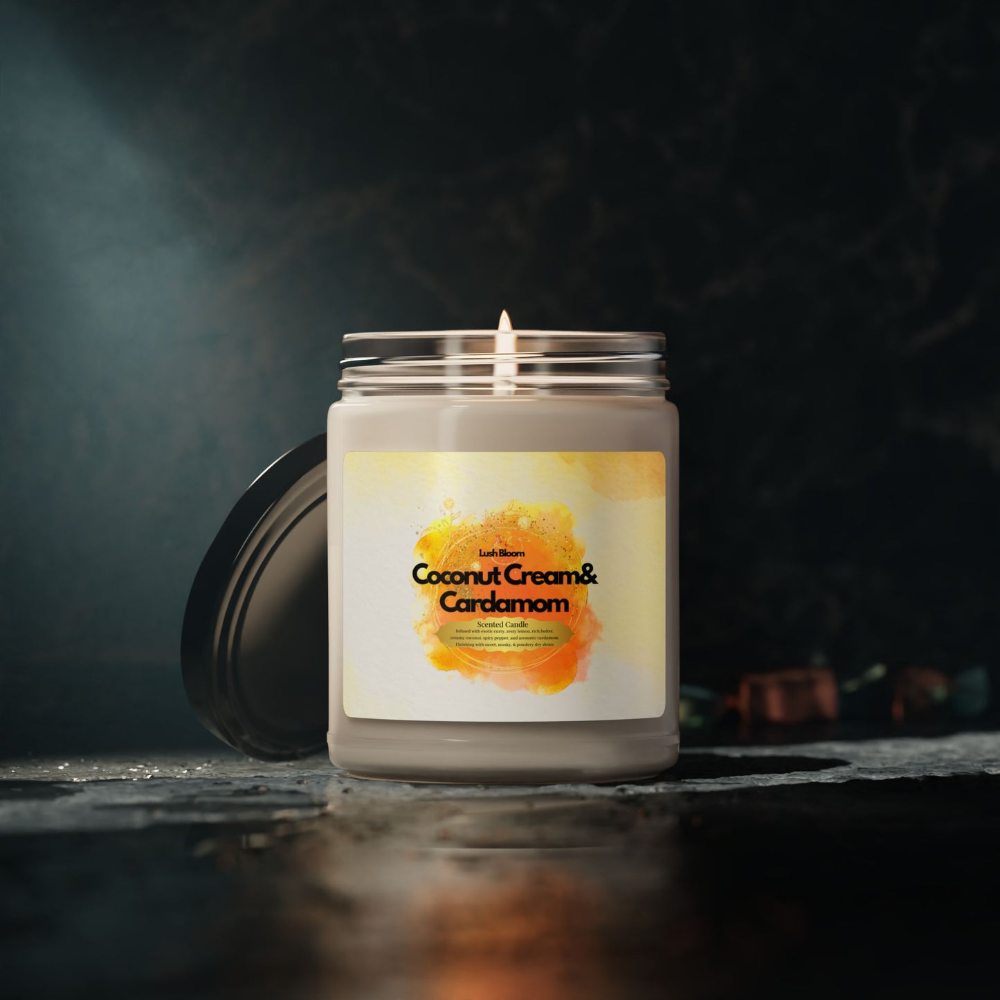 Coconut Cream & Cardamom Scented Soy Candle – 9oz