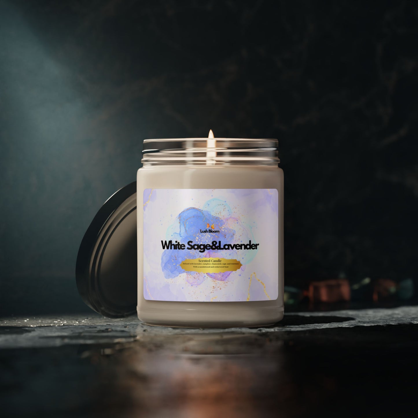 White Sage & Lavender Scented Soy Candle – 9oz