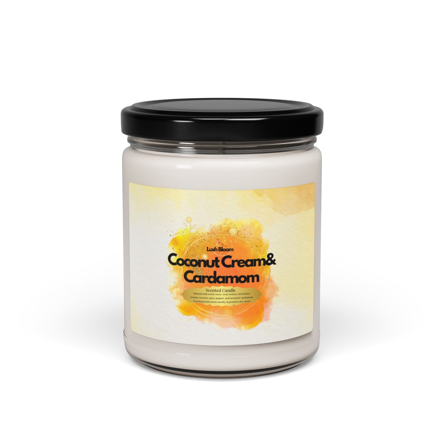 Coconut Cream & Cardamom Scented Soy Candle – 9oz