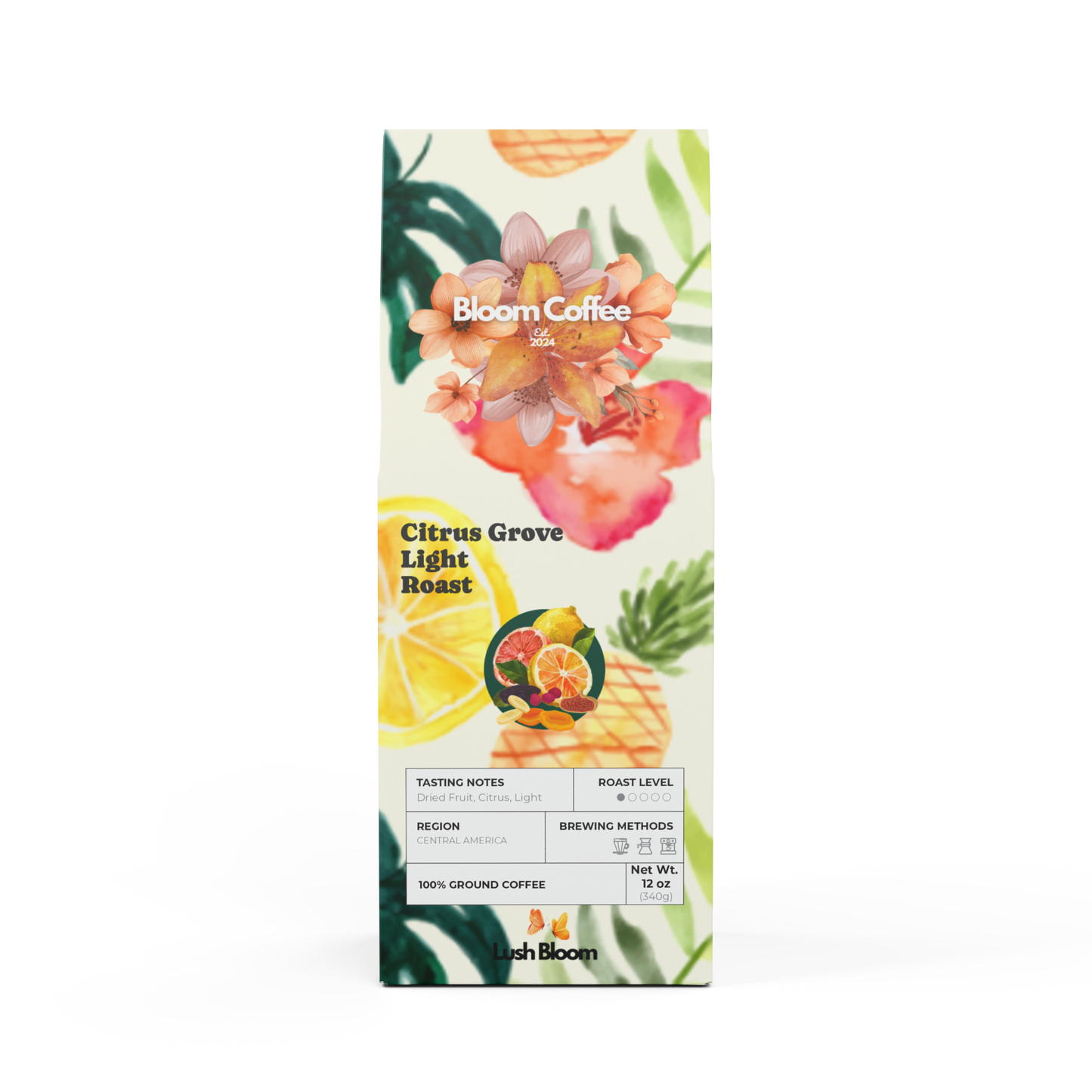 Citrus Grove Coffee Blend – Light Roast, 12oz