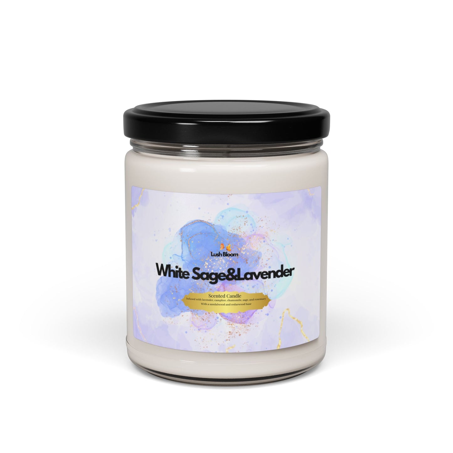 White Sage & Lavender Scented Soy Candle – 9oz