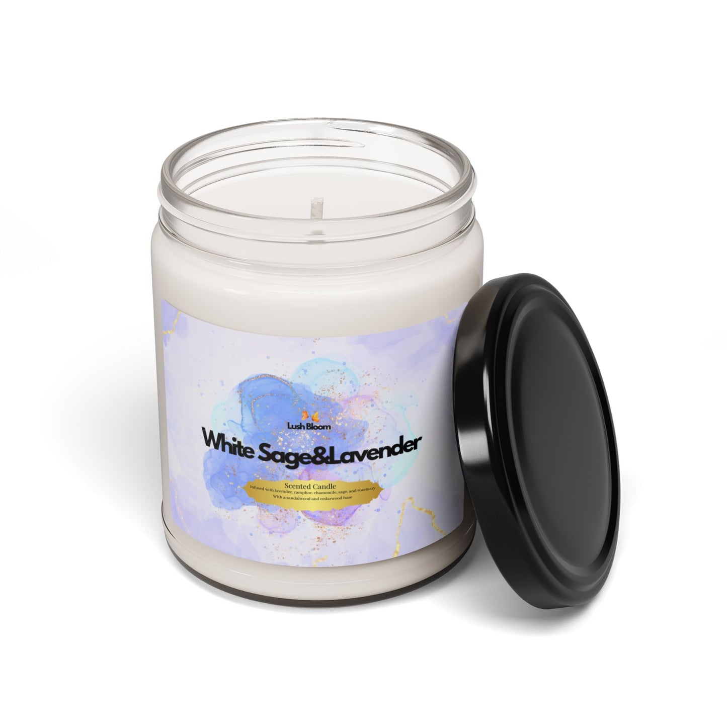 White Sage & Lavender Scented Soy Candle – 9oz