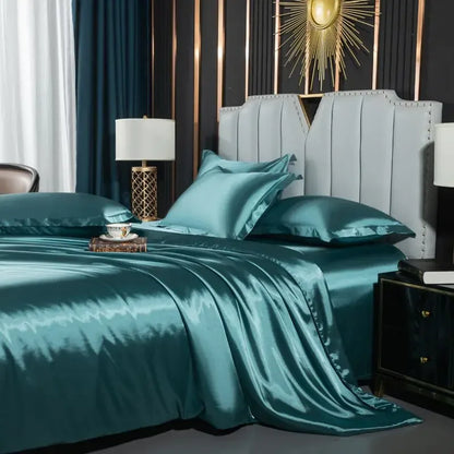 Luxury Silk 4-Piece Bedding Set – Sheet, Duvet Cover & 2 Pillowcases
