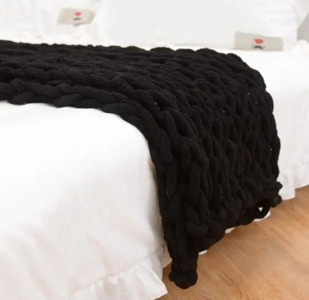 Cozy Chunky Hand Knit Blanket