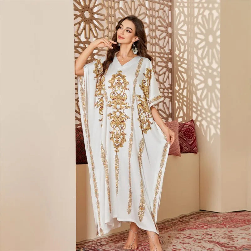 Elegant Middle Eastern–Style Flowy Night Gown