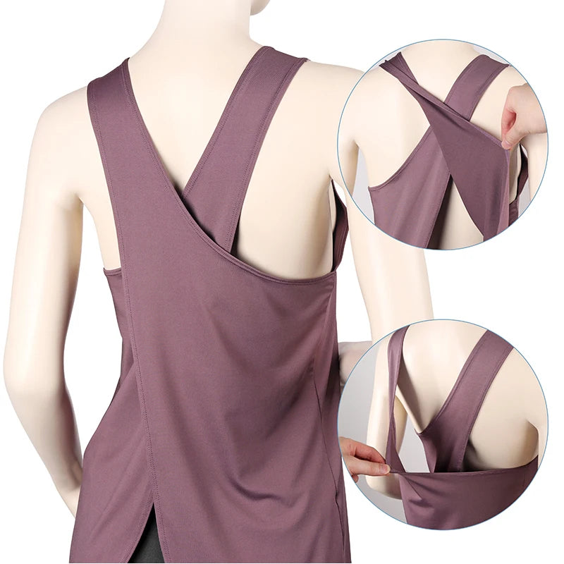 Seamless Cross-Back Yoga Shirt – Breathable & Quick-Dry