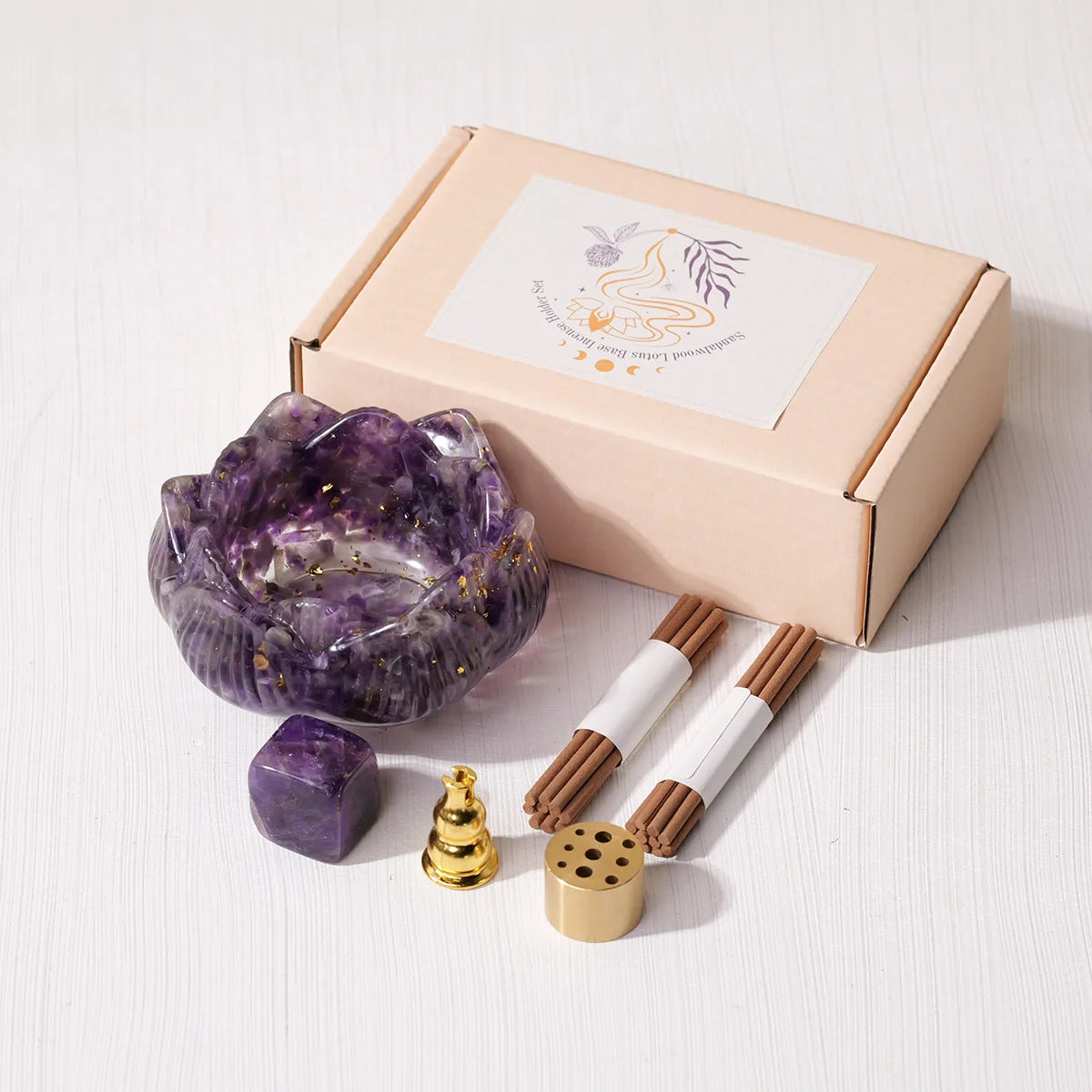 Natural Crystal Lotus Bowl - Incents Kit