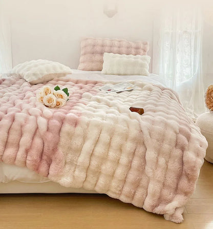 Luxury Ultra Soft Cozy Thickened Rabbit Fur Plush Blanket