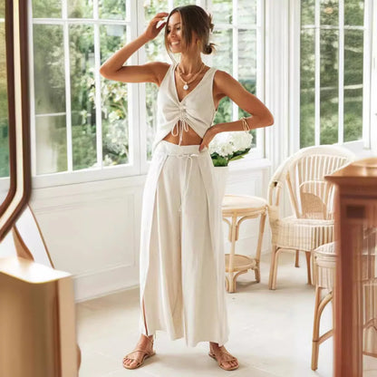 Wide-leg Slit Comfort Loungewear Set