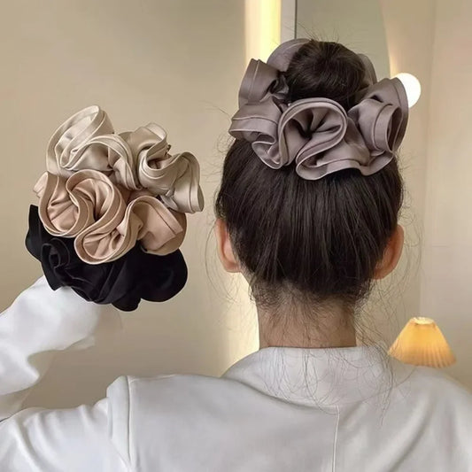 Jumbo Satin Hair Ties – Luxurious Ruffle Design