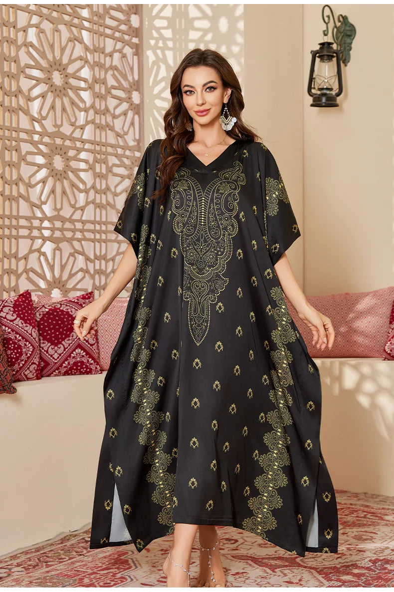 Elegant Middle Eastern–Style Flowy Night Gown