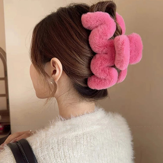 Large Plush Hair Claw Clip