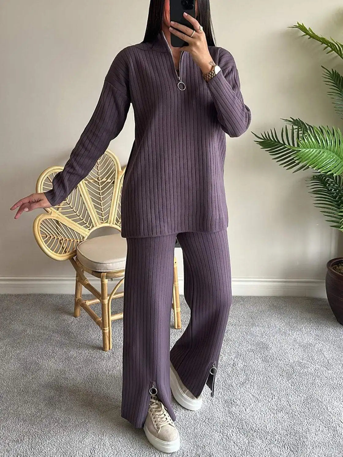 Warm zipper lounge set