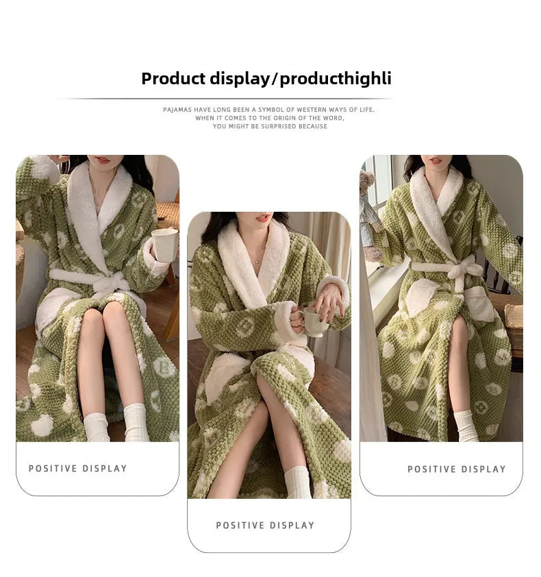 Long Plush Bathrobe – Cozy Fleece Winter Robe