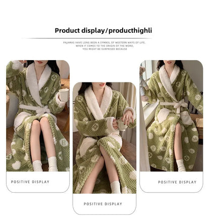 Long Plush Bathrobe – Cozy Fleece Winter Robe