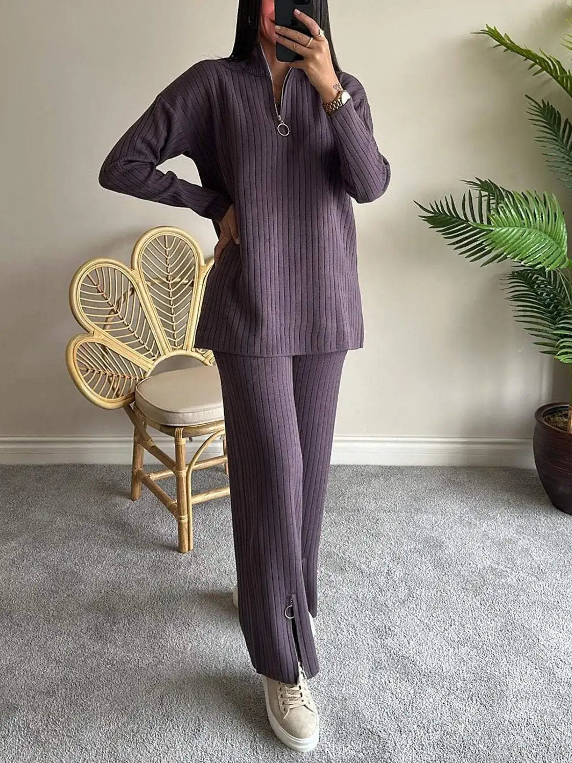 Warm zipper lounge set