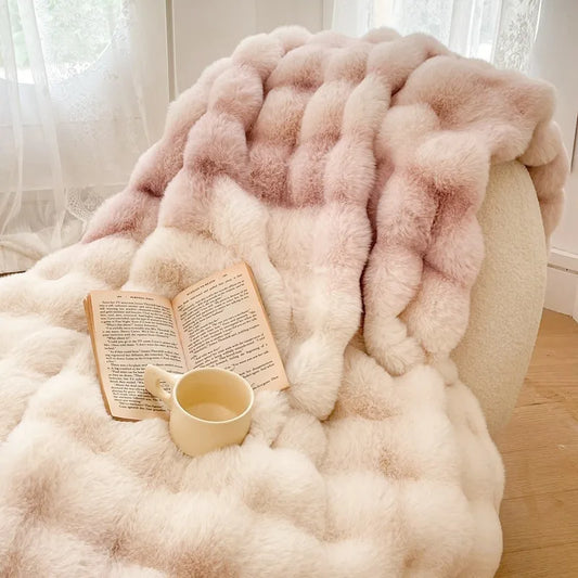 Luxury Ultra Soft Cozy Thickened Rabbit Fur Plush Blanket