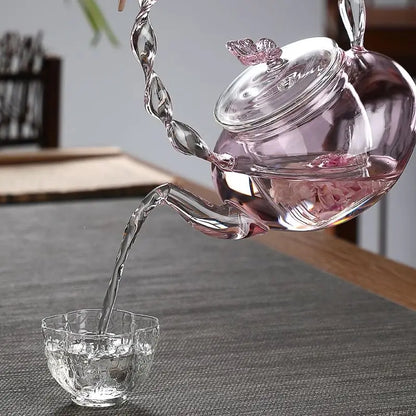 Pink Butterfly Glass Tea Pot 700ml