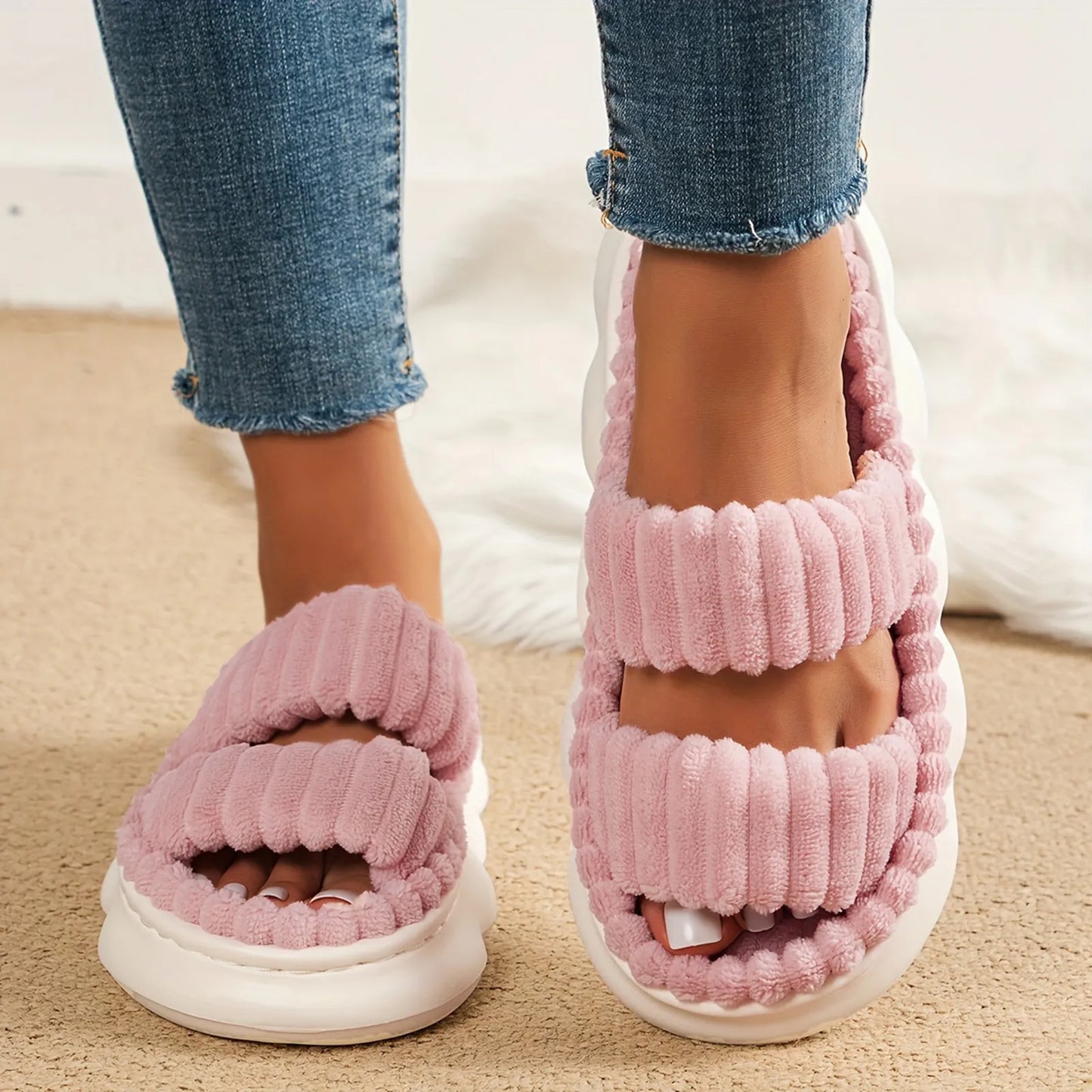 Autumn Slippers Open-Toe Cross Band