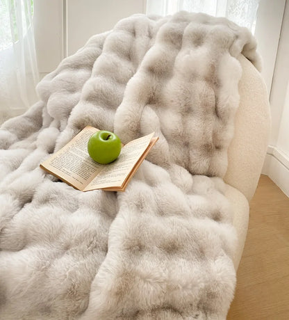 Luxury Ultra Soft Cozy Thickened Rabbit Fur Plush Blanket