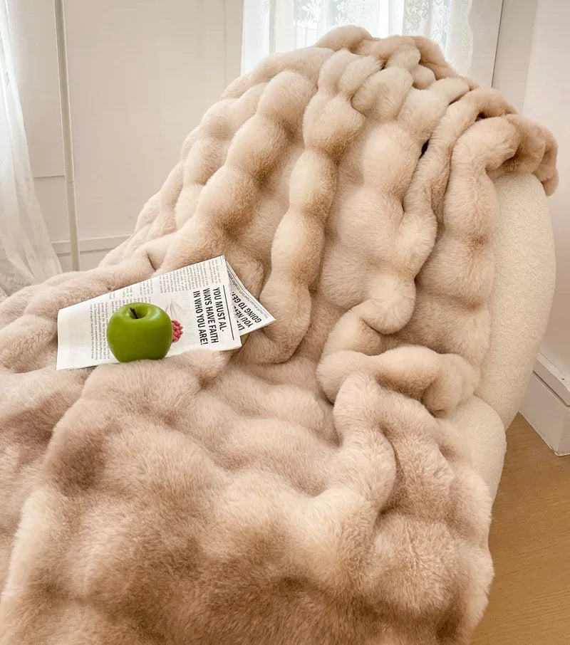 Luxury Ultra Soft Cozy Thickened Rabbit Fur Plush Blanket