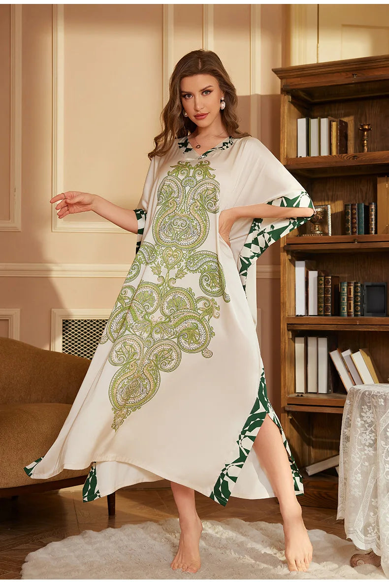 Elegant Middle Eastern–Style Flowy Night Gown