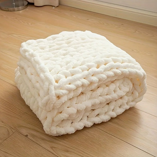 Cozy Chunky Hand Knit Blanket