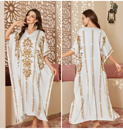 Elegant Middle Eastern–Style Flowy Night Gown