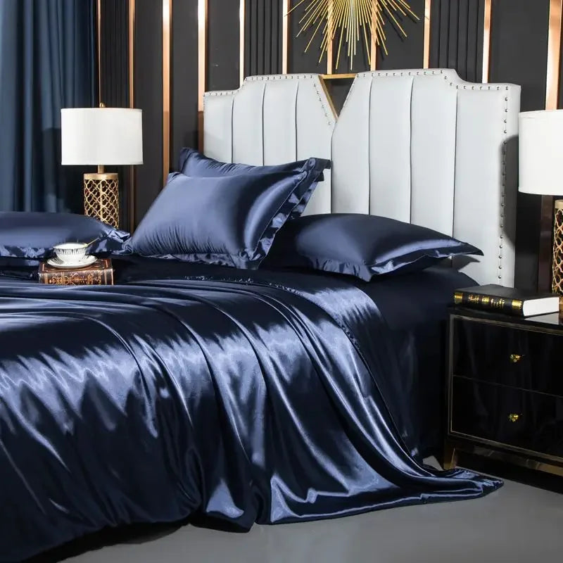 Luxury Silk 4-Piece Bedding Set – Sheet, Duvet Cover & 2 Pillowcases