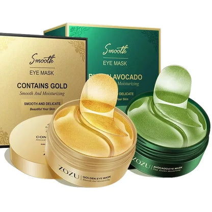 Gold-Accented Eye Mask Patches – 60pcs, Hydrating & Brightening