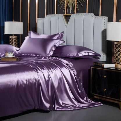 Luxury Silk 4-Piece Bedding Set – Sheet, Duvet Cover & 2 Pillowcases