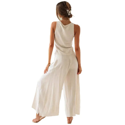 Wide-leg Slit Comfort Loungewear Set