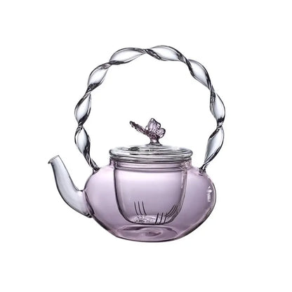 Pink Butterfly Glass Tea Pot 700ml