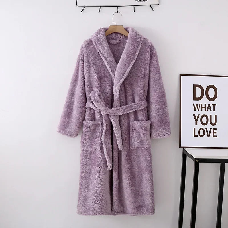 Winter Flannel Cloud Bathrobe – Thickened Cozy Home Robe