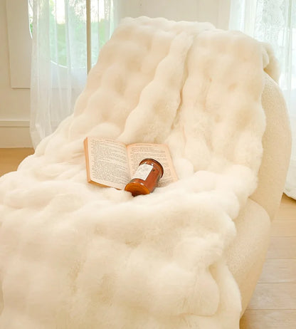 Luxury Ultra Soft Cozy Thickened Rabbit Fur Plush Blanket