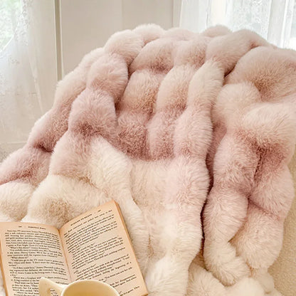 Luxury Ultra Soft Cozy Thickened Rabbit Fur Plush Blanket
