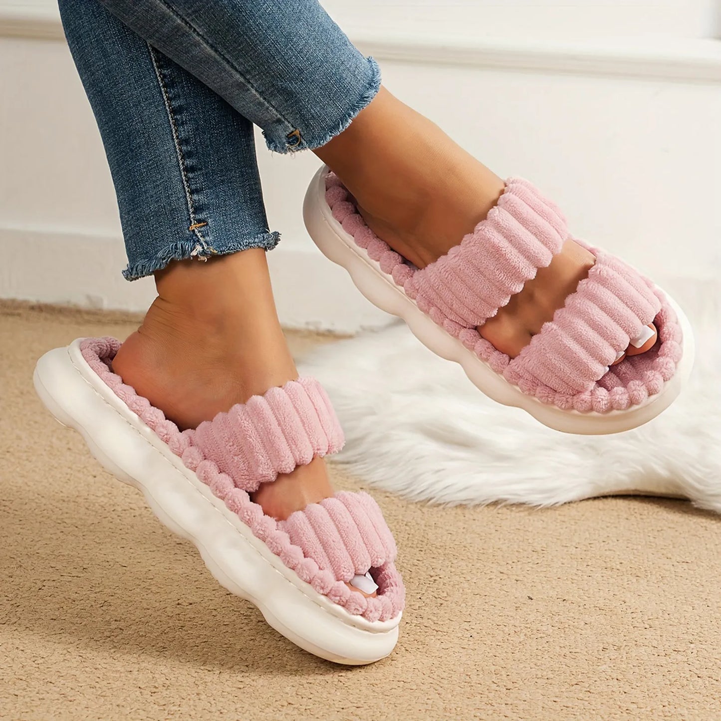 Autumn Slippers Open-Toe Cross Band