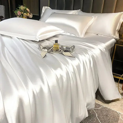 Luxury Silk 4-Piece Bedding Set – Sheet, Duvet Cover & 2 Pillowcases