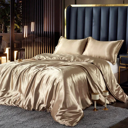 Luxury Silk 4-Piece Bedding Set – Sheet, Duvet Cover & 2 Pillowcases