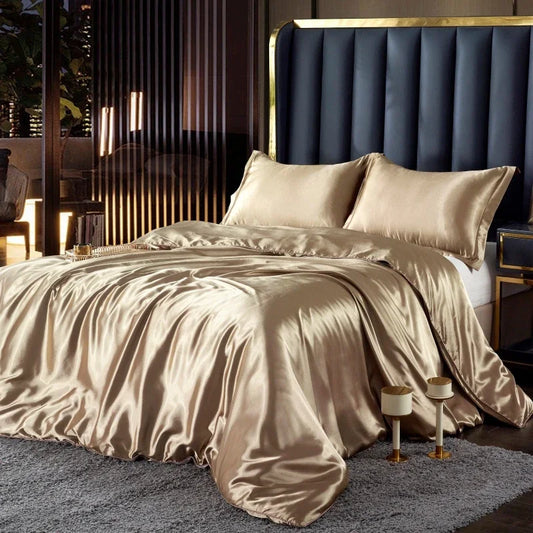 Luxury Silk 4-Piece Bedding Set – Sheet, Duvet Cover & 2 Pillowcases