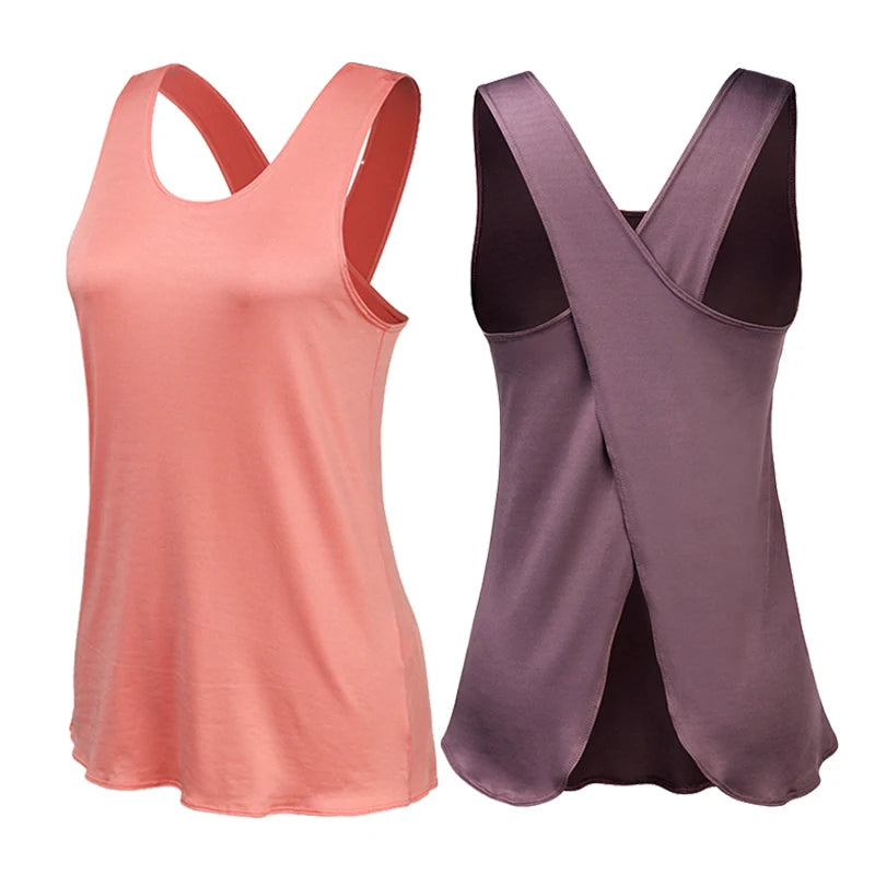 Seamless Cross-Back Yoga Shirt – Breathable & Quick-Dry