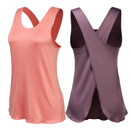 Seamless Cross-Back Yoga Shirt – Breathable & Quick-Dry